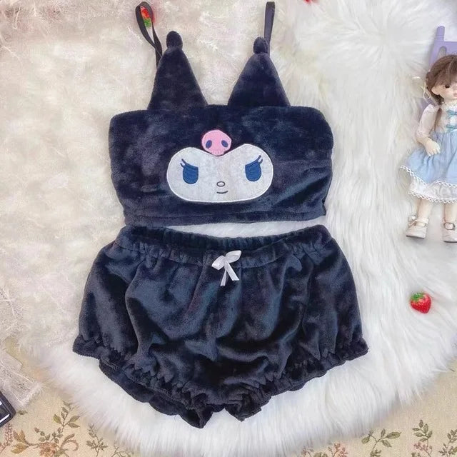 Kawaii Plush Pajamas Two Piece Set