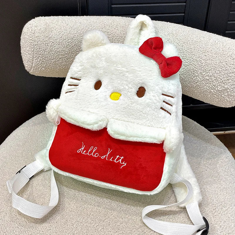 Kawaii Sanrio Hello Kitty Backpack My Melody Kuromi Plush Schoolbag Cartoon Large Capacity Yk2 Fashion Women's Bag Birthday Gift