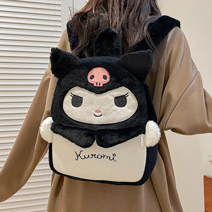 Kawaii Sanrio Hello Kitty Backpack My Melody Kuromi Plush Schoolbag Cartoon Large Capacity Yk2 Fashion Women's Bag Birthday Gift