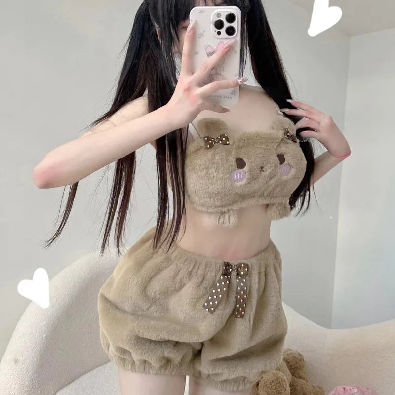 Kawaii Plush Pajamas Two Piece Set