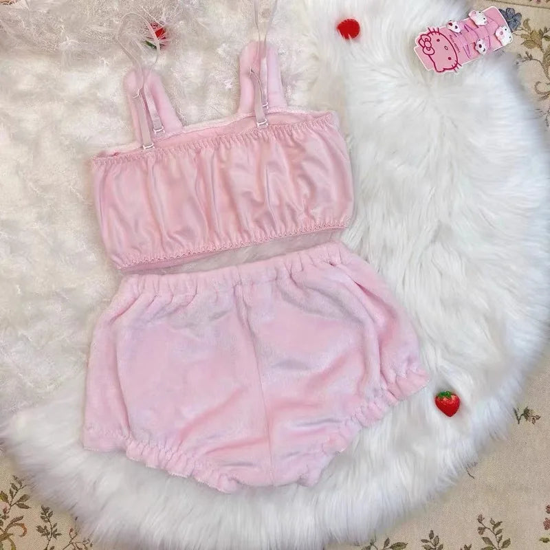 Kawaii Plush Pajamas Two Piece Set