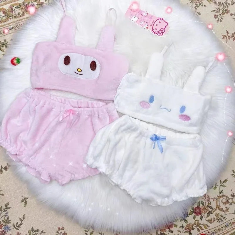 Kawaii Plush Pajamas Two Piece Set