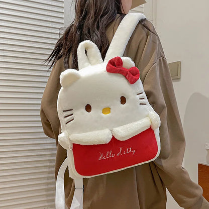 Kawaii Sanrio Hello Kitty Backpack My Melody Kuromi Plush Schoolbag Cartoon Large Capacity Yk2 Fashion Women's Bag Birthday Gift