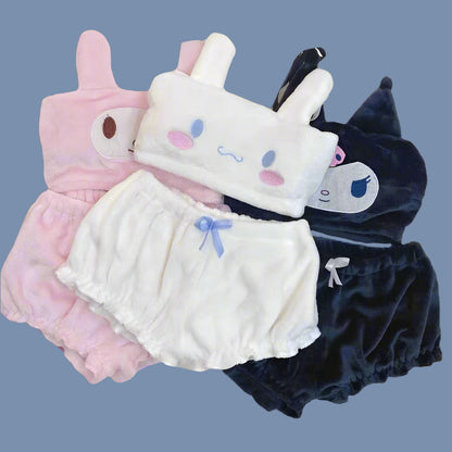 Kawaii Plush Pajamas Two Piece Set